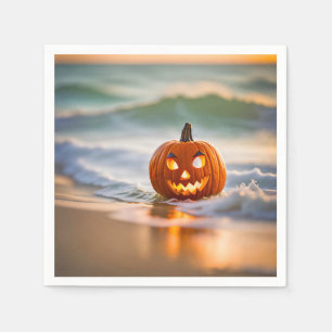 Halloween Jack-o-Lantern On The Beach Napkin