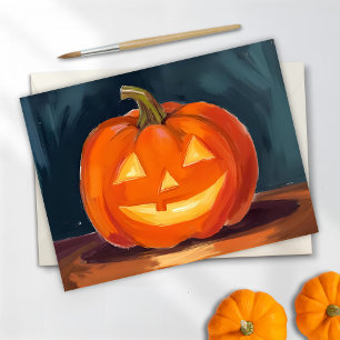 Halloween Jack-O-Lantern   Orange Pumpkin Painted Holiday Postcard