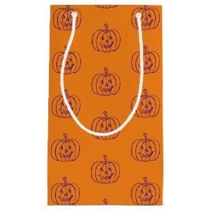 Halloween jack o lantern orange purple pattern small gift bag