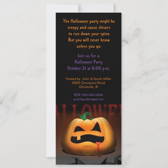 Halloween Jack O' Lantern Party Invitation (Front)