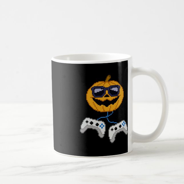Halloween Jack O Lantern Pixelated Gaming Gamer Bo Coffee Mug (Right)
