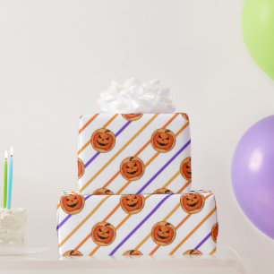 Halloween Jack-O-Lantern Pumpkin Cookie on White Wrapping Paper