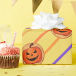 Halloween Jack-O-Lantern Pumpkin Cookie on Yellow Wrapping Paper<br><div class="desc">Halloween theme wrapping paper with cute painted illustration of a spooky sweet treats,  featuring cookie with orange pumpkin frosting! Use for your next Halloween themed party or scrapbook paper.</div>