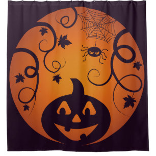 Halloween Jack o lantern pumpkin face and spider