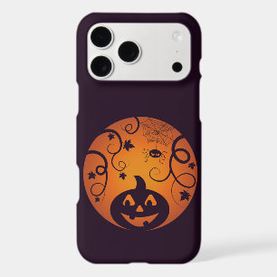 Halloween Jack o lantern pumpkin face and spider