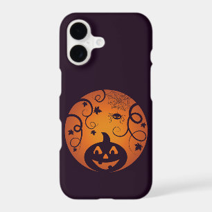 Halloween Jack o lantern pumpkin face and spider