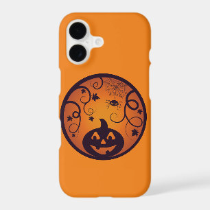 Halloween Jack o lantern pumpkin face and spider