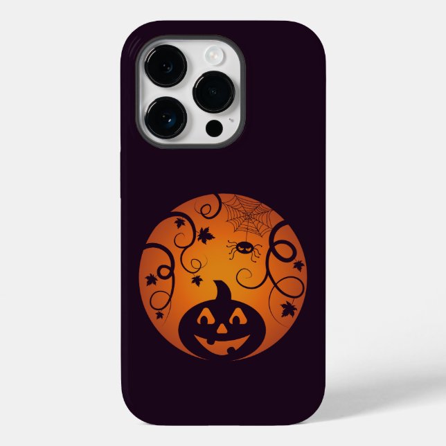 Halloween Jack o lantern pumpkin face and spider Case-Mate iPhone Case (Back)