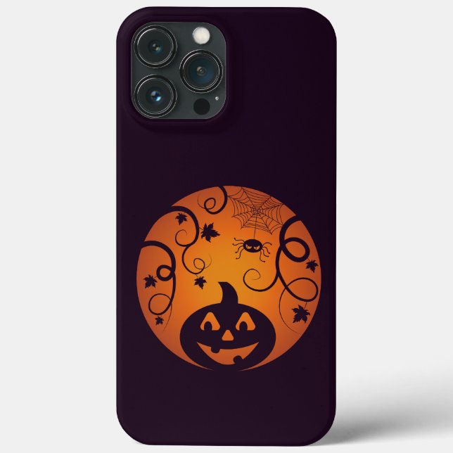 Halloween Jack o lantern pumpkin face and spider Case-Mate iPhone Case (Back)