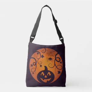 Halloween Jack o lantern pumpkin face and spider Crossbody Bag
