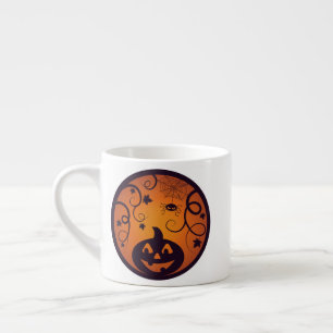 Halloween Jack o lantern pumpkin face and spider Espresso Cup