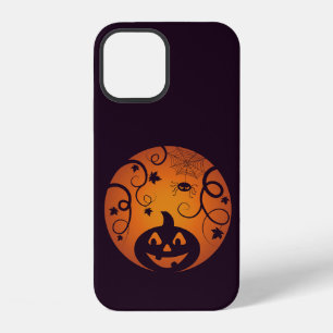 Halloween Jack o lantern pumpkin face and spider iPhone 12 Case