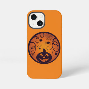Halloween Jack o lantern pumpkin face and spider iPhone 13 Mini Case