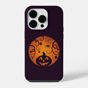 Halloween Jack o lantern pumpkin face and spider iPhone 14 Pro Case