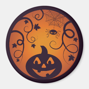 Halloween Jack o lantern pumpkin face and spider Magnet