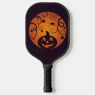 Halloween Jack o lantern pumpkin face and spider Pickleball Paddle