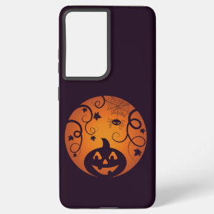 Halloween Jack o lantern pumpkin face and spider Samsung Galaxy Case