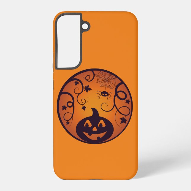 Halloween Jack o lantern pumpkin face and spider Samsung Galaxy S22+ Case (Back)