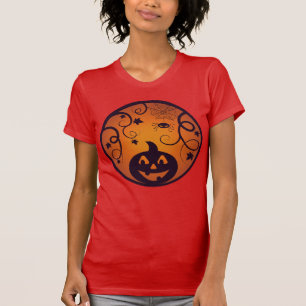 Halloween Jack o lantern pumpkin face and spider T-Shirt