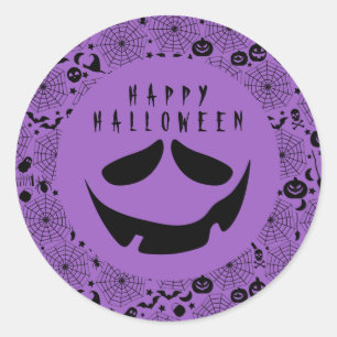 Halloween Jack O Lantern Pumpkin Face Classic Round Sticker