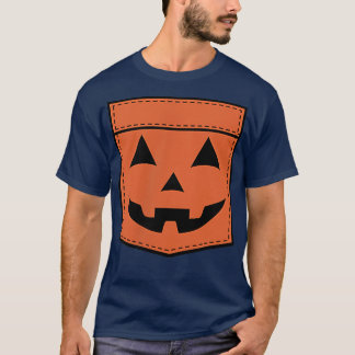 Halloween Jack O Lantern Pumpkin Face Pocket  T-Shirt