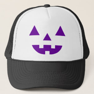 Halloween Jack O Lantern Pumpkin Face Purple Trucker Hat