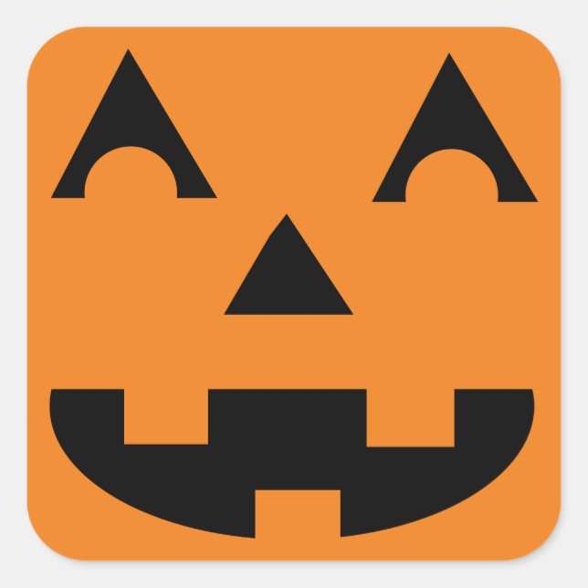 Halloween Jack O Lantern Pumpkin Face Square Sticker (Front)
