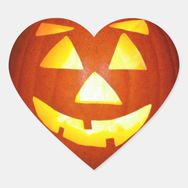 Halloween Jack o Lantern Pumpkin Heart Sticker (Front)