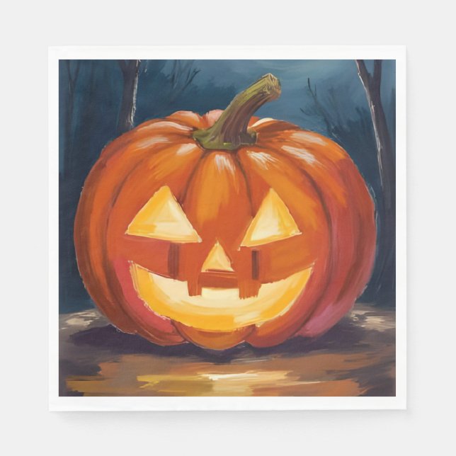 Halloween Jack-O-Lantern Pumpkin Napkin (Front)