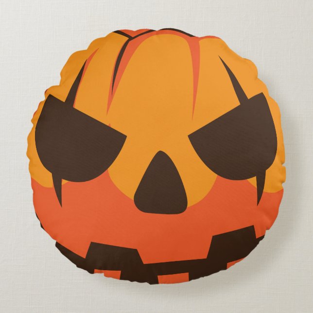 Halloween Jack o Lantern Pumpkin Round Pillow (Front)
