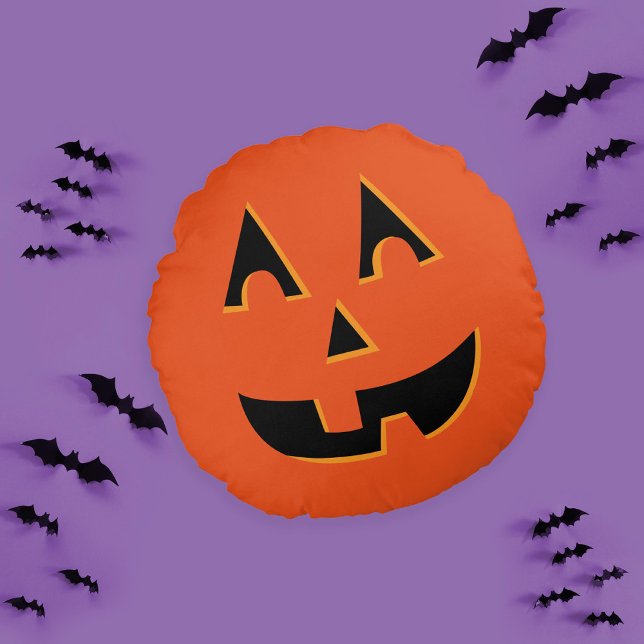 Halloween Jack O Lantern Pumpkin Round Pillow (Creator Uploaded)