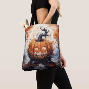 Halloween Jack O' Lantern Pumpkin Tote Bag
