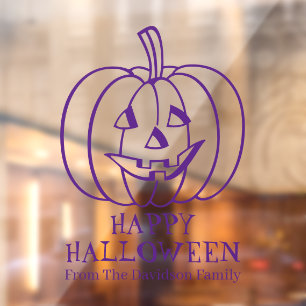 Halloween jack o lantern purple custom decor window cling