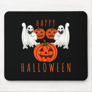 Halloween jack o lantern scary ghosts pumpkin face mouse pad