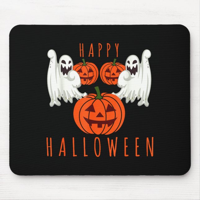 Halloween jack o lantern scary ghosts pumpkin face mouse pad (Front)
