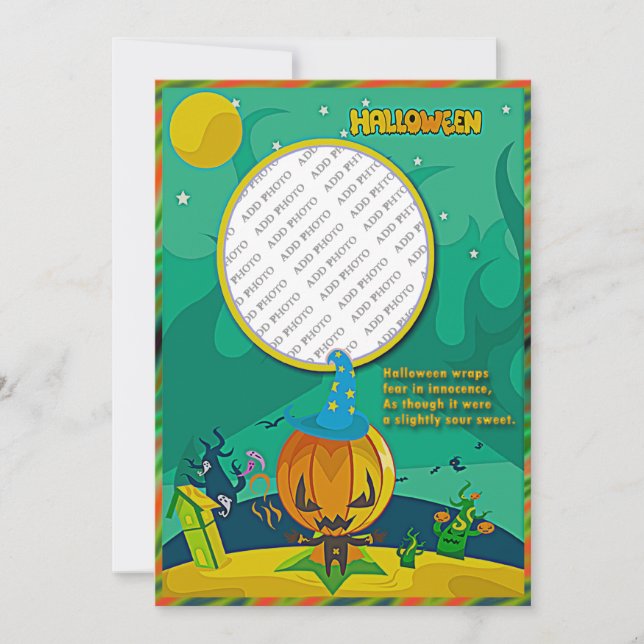 Halloween Jack o' Lantern Wizard Add Photo Frame (Front)