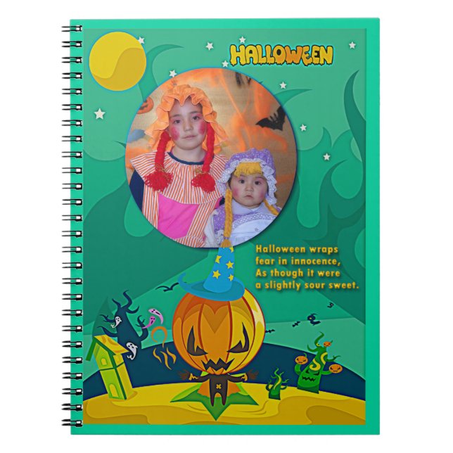 Halloween Jack o' Lantern Wizard Family Photo Notebook (Front)