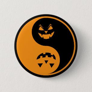 Halloween Jack o-lantern Yin Yang 2 Inch Round Button