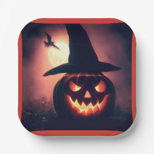 Halloween - Jack-O-Lanterns 3 Paper Plate