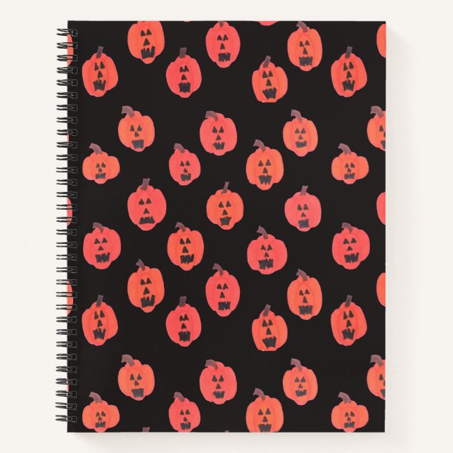 Halloween Jack-o-Lanterns on Black  Notebook (Front)