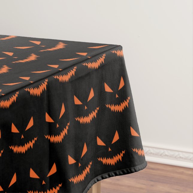Halloween Jack OLantern orange face black pattern Tablecloth (In Situ)
