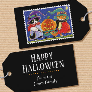 Halloween Jack O'Lantern Pumpkin Witch Cat Cute Gift Tags