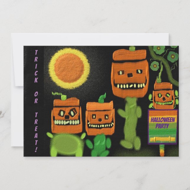 Halloween Jack O'Lanterns Trick Treat Party Invite (Front)