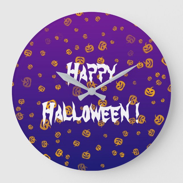 Halloween Jack Pumpkins Large Clock (Front)
