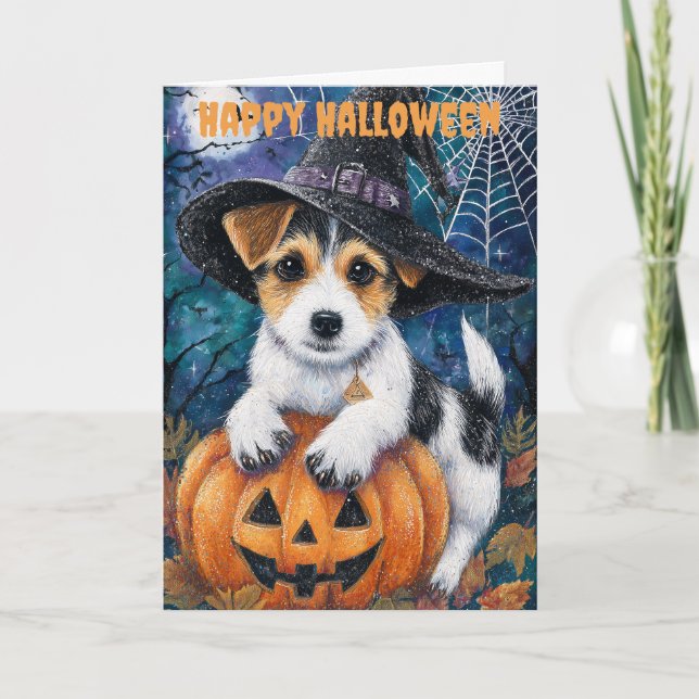Halloween Jack Russell Dog Holiday Card (Front)