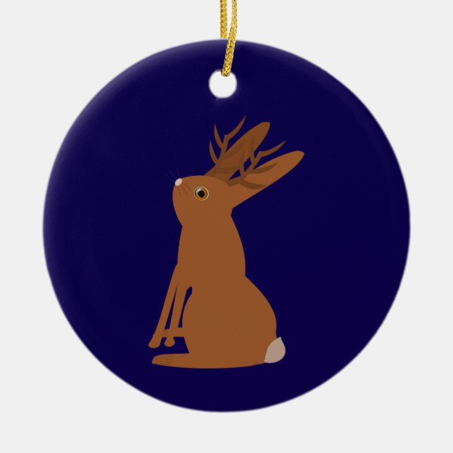 Halloween Jackalope Trick or Treat Custom Name Ceramic Ornament (Front)