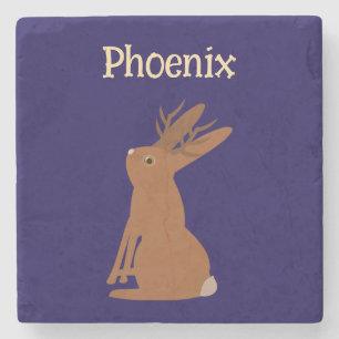Halloween Jackalope Trick or Treat Custom Name Stone Coaster