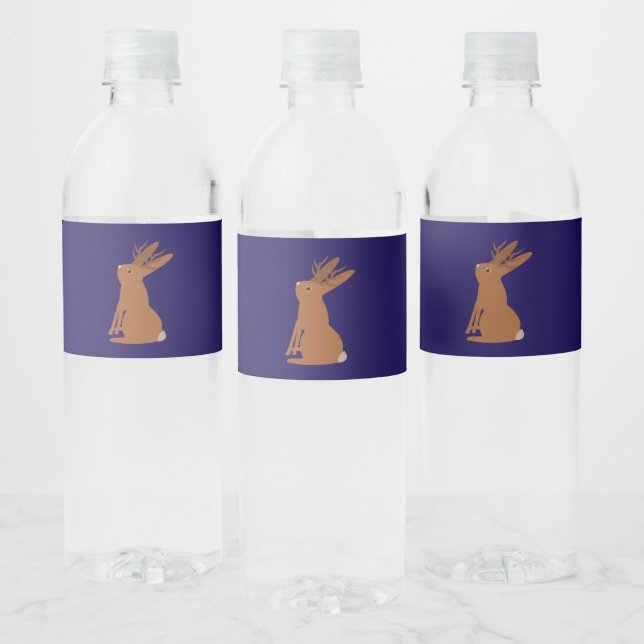 Halloween Jackalope Trick or Treat Patterned Water Bottle Label (Bottles)