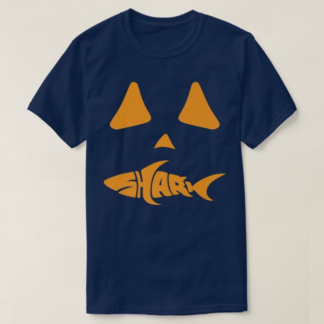 Halloween Jackolantern Shark Lover Funny Spooky Fa T-Shirt (Design Front)