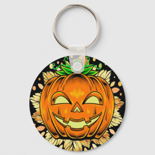 Halloween Jackolantern Spooky Pumpkin Keychain
